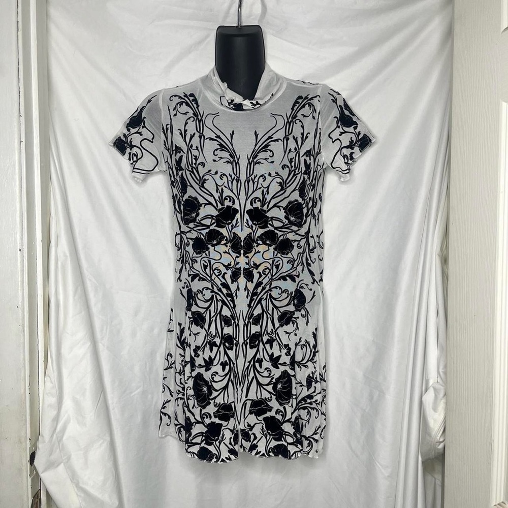 Floral Black and White Dress